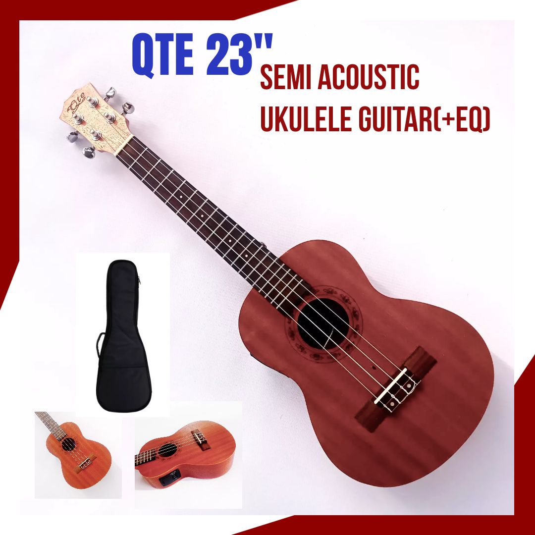 QTE 26'' Tenor Electro Acoustic (3 Way Eq) Ukulele Guitar(Mahogany) With Free Gig Bag